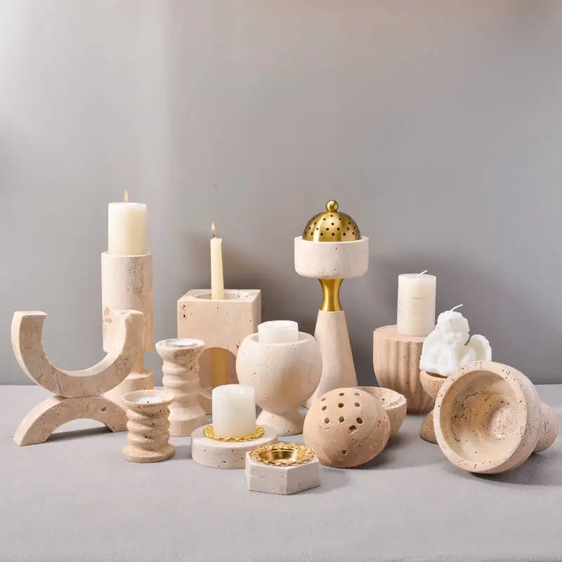 wholesale marble travertine jade factory custom design marble home decor candle holder incense burner