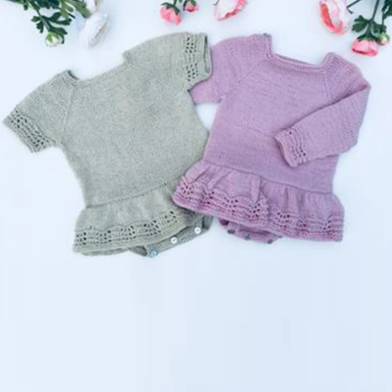 British style baby dress set Cotton baby knit skirt Vintage lace baby sweater