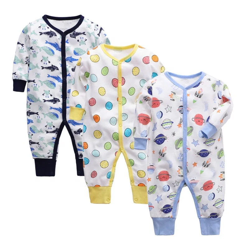 Infant Cartoon Baby Onesie Jumpsuits Knit Clothes Custom Viscose from Bamboo Viscose Baby Pajamas Rompers