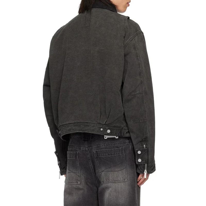 Custom Heavyweight Duck Canvas Work Jacket Men Carpenter Trucker Detroit Workwear Bomber Denim Jacket
