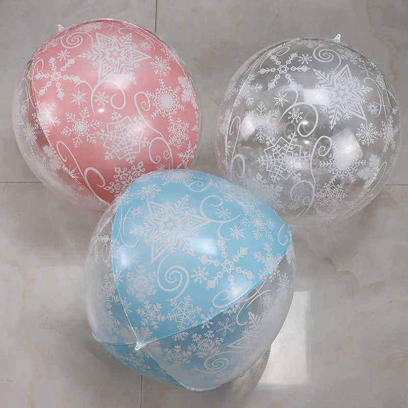 CYmylar 22inch 4D round clear transparent frozen snowflake foil balloon for christmas party decoration