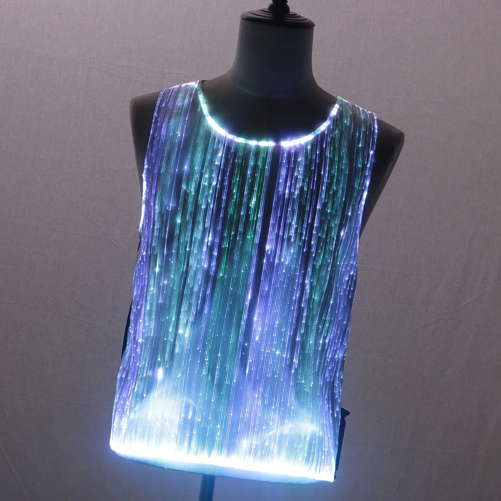 Lumisonata LED T Shirt Sound Activated Glow Shirts Light Up T shirt luminous fiber optic tank top