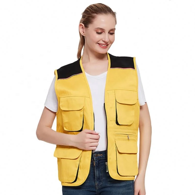2021 Newest Designed Combination Color Multi-Pocket Vest  Work Vest  Outdoor Sports Vest