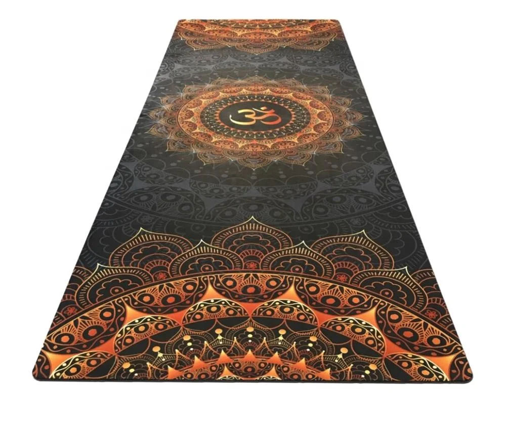 Customized Image and Logo Printed Natural Rubber Microfiber Suede Yoga Mat full color printing mat yoga factory