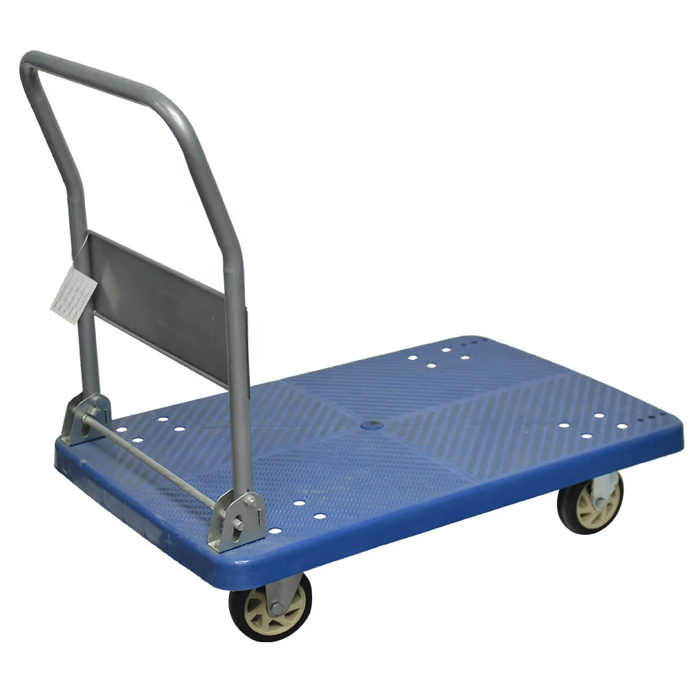 Platform Steel Trolley Folding Flat Warehouse Moving Cart Folding Weight Capacity Folding Dolly Luggage Trolley Flatbed Cart