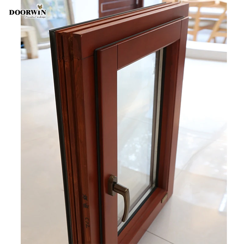 
Latest Design Two Way Open Long slim aluminum clad wood Tilt And Turn Casement tempered Glass Windows 