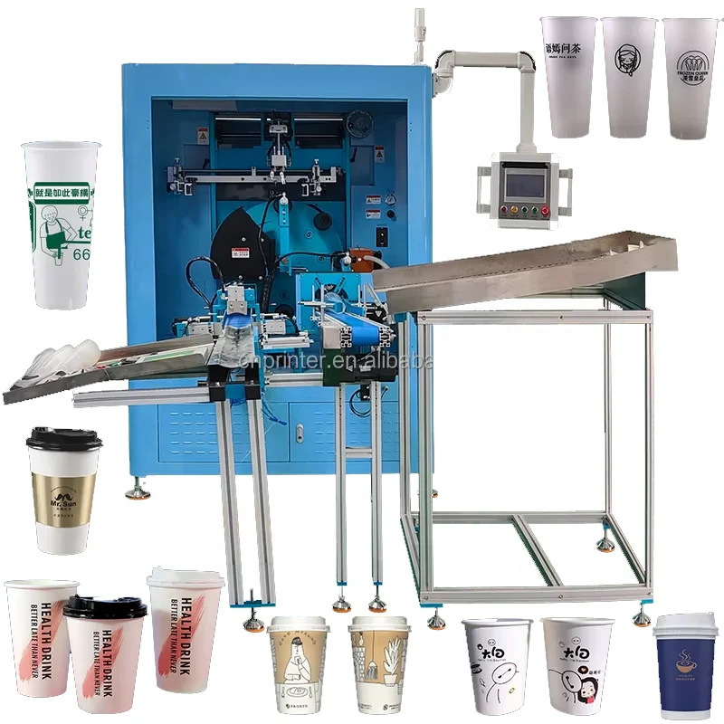 Disposable Cup Automatic multi color Silk Screen Printing Machine for Paper Plastic Coffee Cup