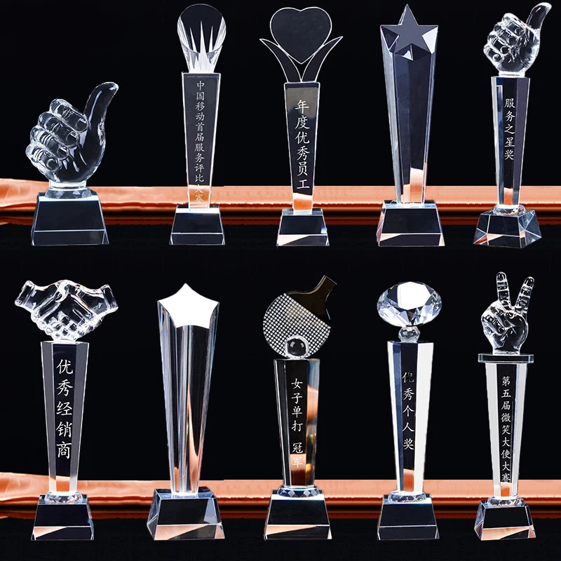 Xin Inspiration Metal Craft Hot Sale Stock Trophy Glass Acrylic Award Shield Crystal Trophy