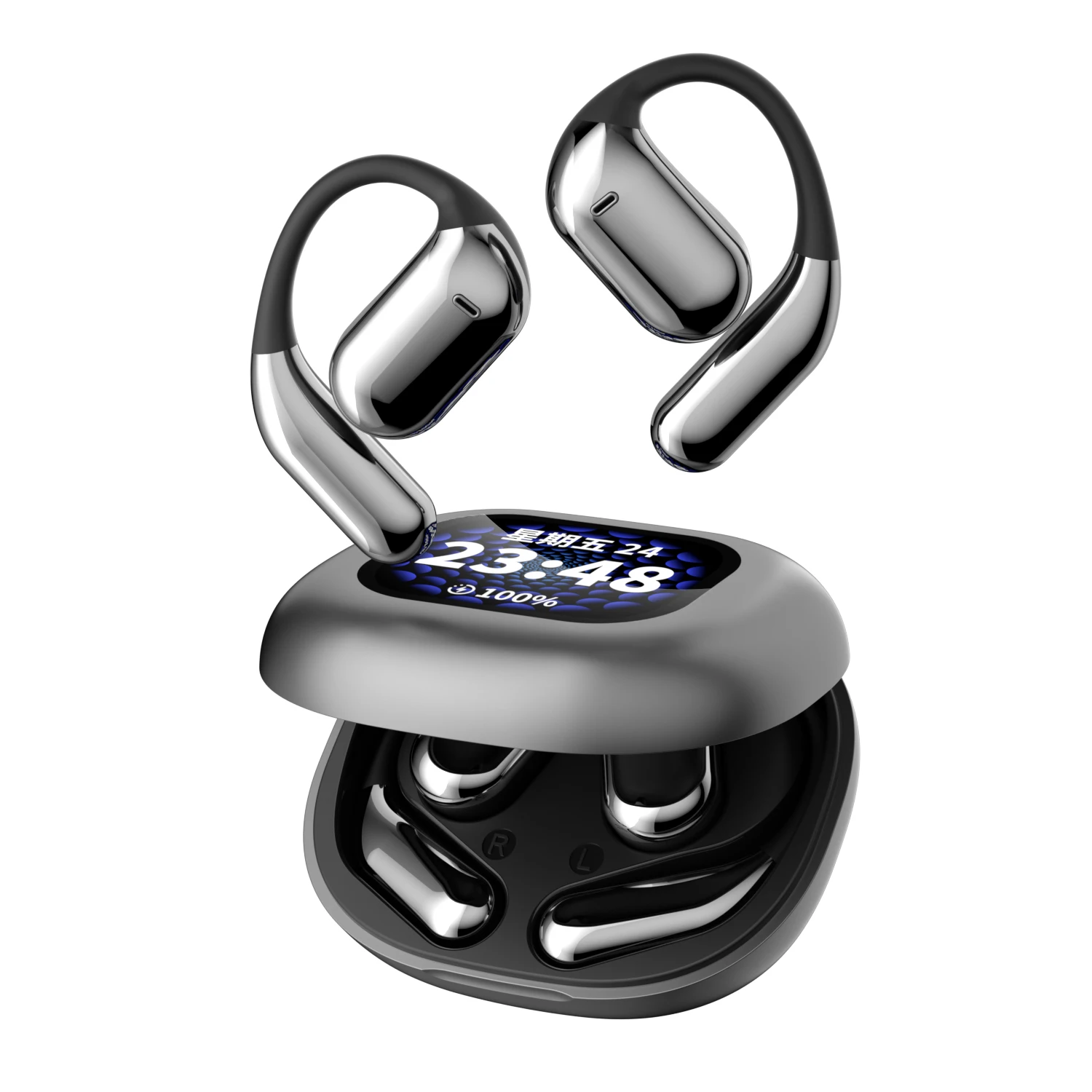 OWS on-ear wireless earphones with screen Air Q16 Pro max blue tooth earphones headphones touch control screen gaming earphone