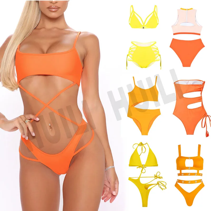 Factory Designer Fashion Sexy Hollow Cut Out Two Piece Swimsuit Set Brazilian Bikini Custom Swimwear For Women