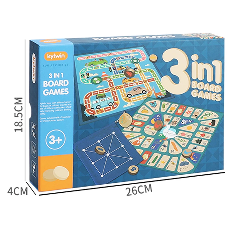 3Kinds of wooden board game wisdow fun game developing Intelligence for Educational kids toys of Board games