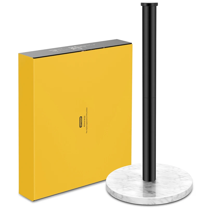 Marble Metal Kitchen Roll Holder Countertop Dispenser with Weighted Base Paper Towel Holder stand
