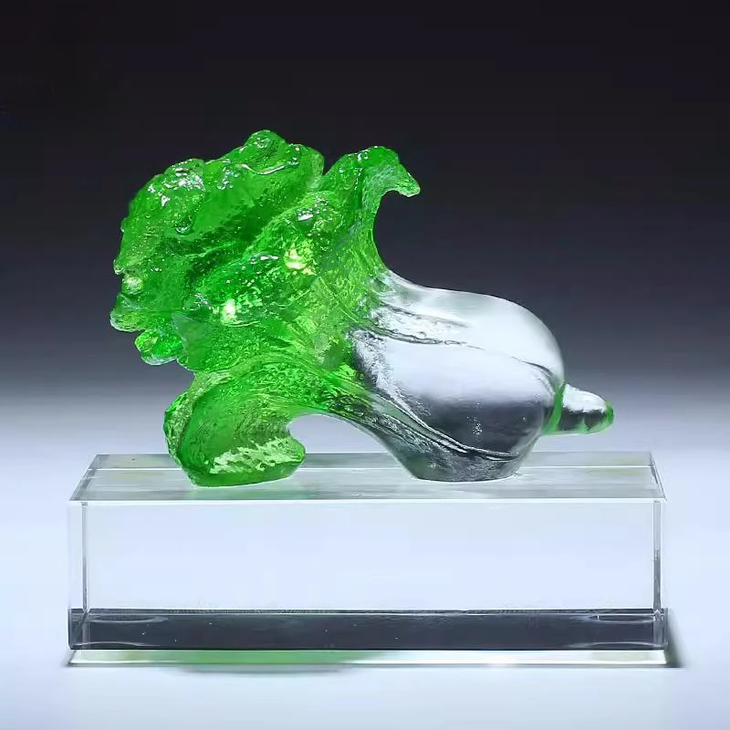 G251 Luxury Colored Glaze Crafts Crystal Chinese Cabbage Facai Bai Cai Ornaments Inviting Wealth Home Decoration Gifts