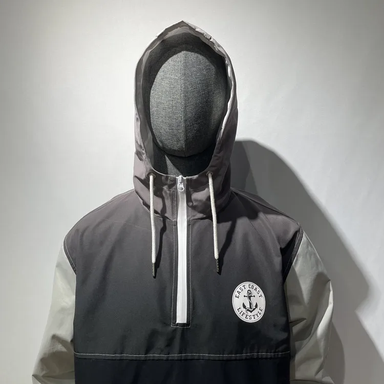 2021 New Model 100% Polyester Dip Tie Half Zip Logo Printed Mens Pullover WIndbreaker Jackets