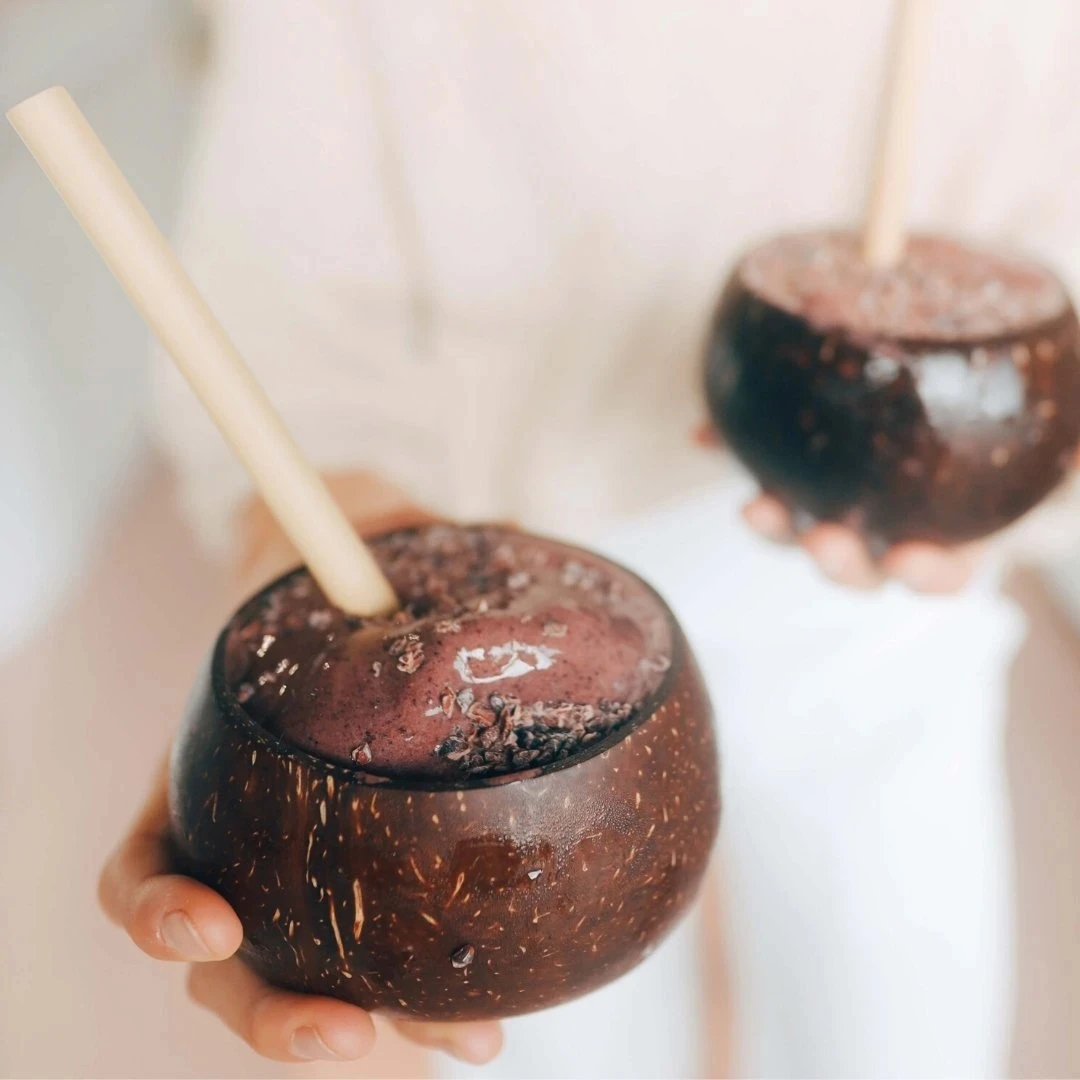 Customized Factory Custom Natural Coconut Bowl Ice Cream Serving Coco with Bottom