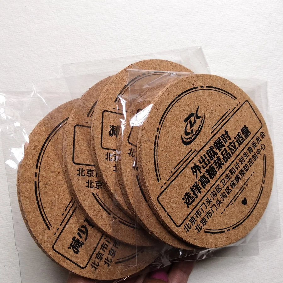 Eco-friendly cork coasters and round shape 5mm thickness cork mat and placemat