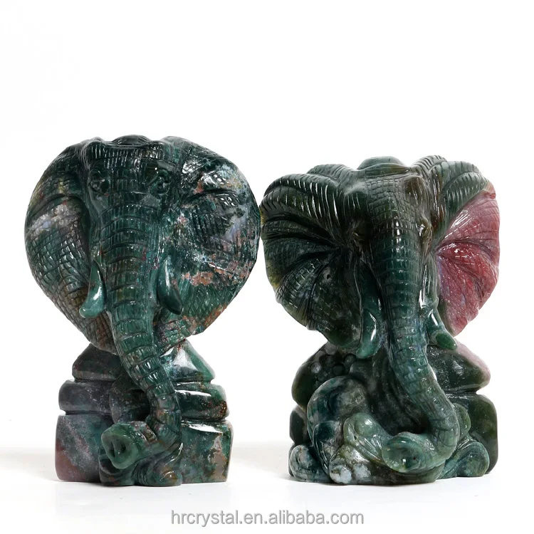 Natural Healing Crystal Stones Indian Agate Elephant Crystal Animals Figurines For Souvenir