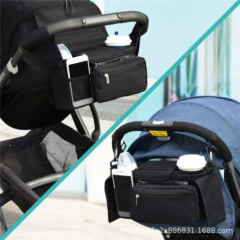 New Product Universal Stroller Organizer Diaper Bags, Cartoon Detachable Baby Stroller Organizer With Cup Holders Phone Bag