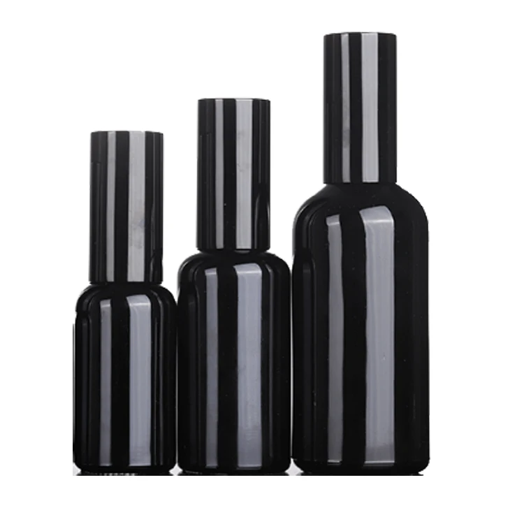 OEM High Quality 5ml 10ml 30ml 50ml 100ml Spray Pump Dropper Bottle Round Shading Black Glass Bottle Used for essential oils