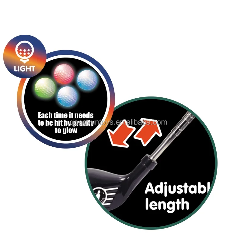 Kids Glof clubs sets stainless steel Retractable Golf Club and ball set light-up golf toys indoor and Outdoor Sport Toys