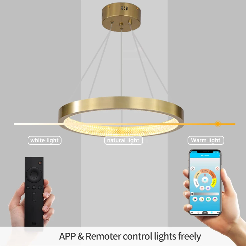  New modern pendant lighting single circle gold chandelier design decor house acrylic LED ceiling