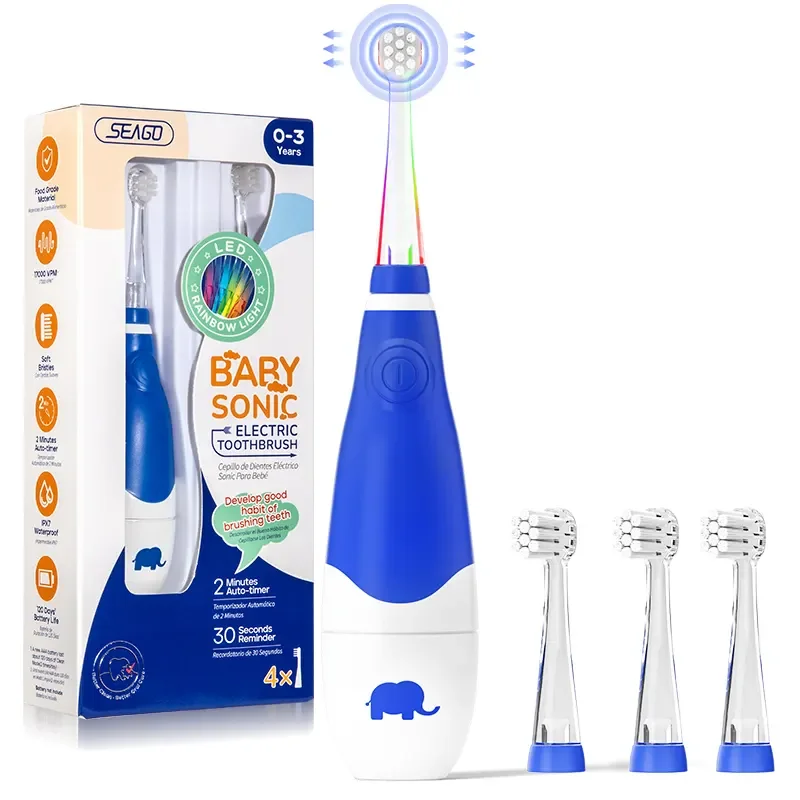 Sonic Electric Toothbrush for Kids IPX7 Waterproof 2 Modes Soft Nylon Bristles, 17000 Strokes/Min 120 Days Battery Life Ages 3+