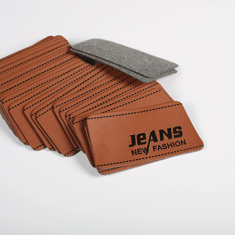 Accessory Maker Sew on Custom Design Debossed Logo Small PU Leather Patches Labels for jeans