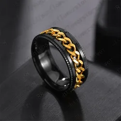 Hip Hop Rings Men Stainless Steel Men Ring Rotate Titanium Ring For Men
