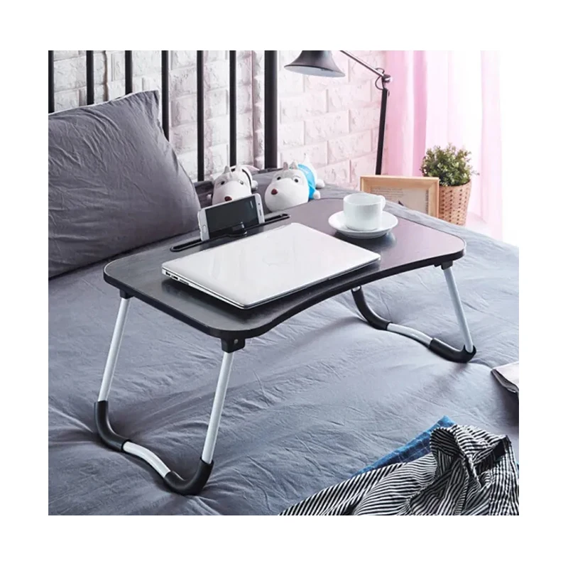 Low Price Waterproof Brown Wooden Height Adjustable Folding Computer Table For Bed