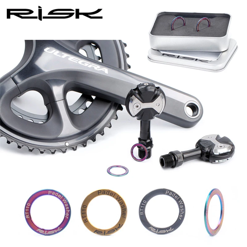 RISK One Pair Bicycle Pedal Washer Mountain Road Bike Titanium Alloy Crank Arm Replacement Spacer O Ring Lightweight durable