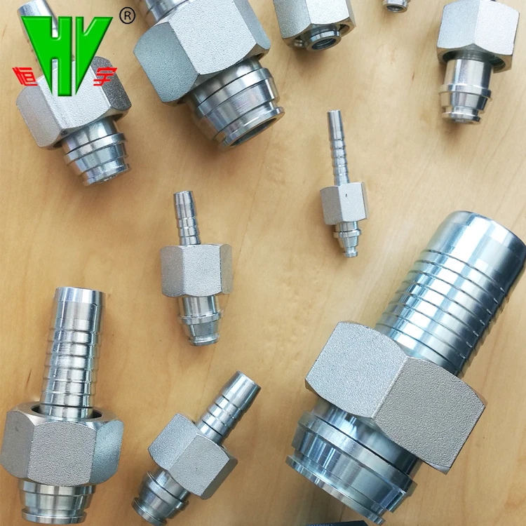Hydraulic hose crimp coupling fittings carbon steel metric hose fittings