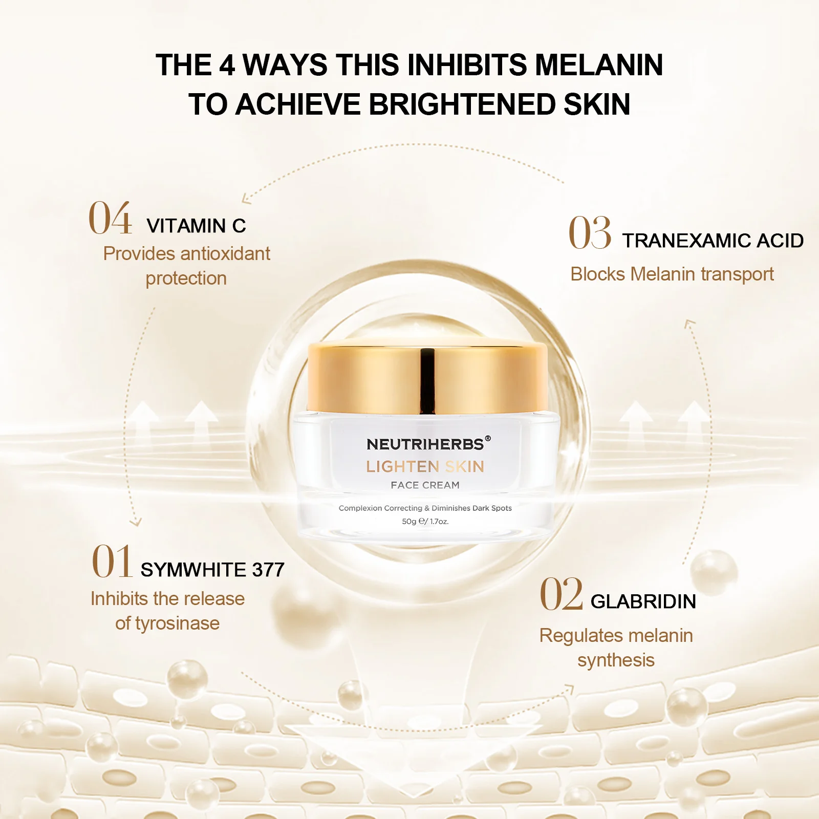 Private Label Professional Bleaching Brightening Tightening Skin Whitening Cream