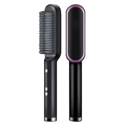 Amazon electronic straightening brush Tourmaline Ceramic hair straight flat iron fast hot comb professional hair straightener