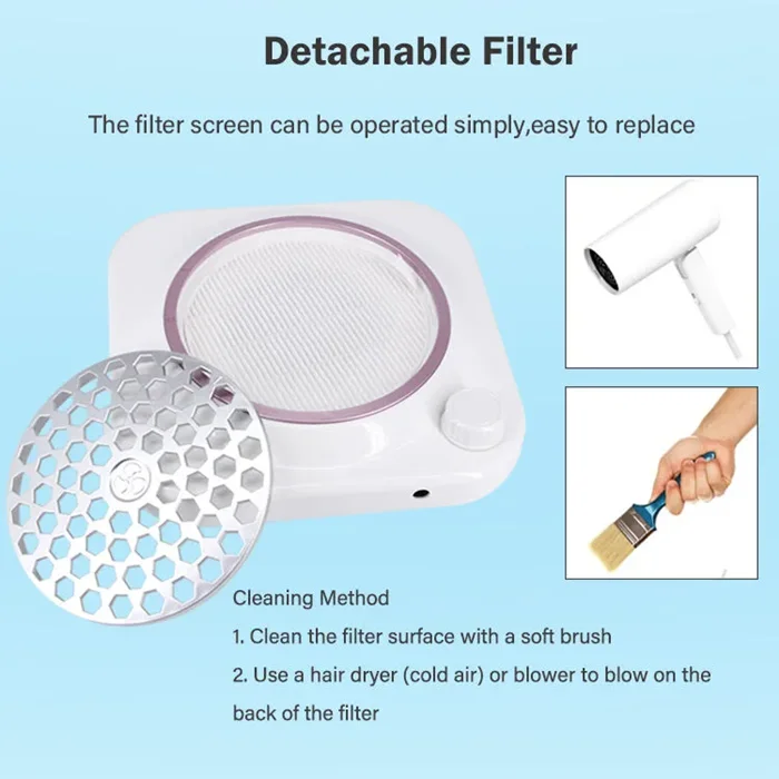 High Power Removable Filter Finger Vacuum Cleaner Tools  Adjustable Speed Nail Dust Collector