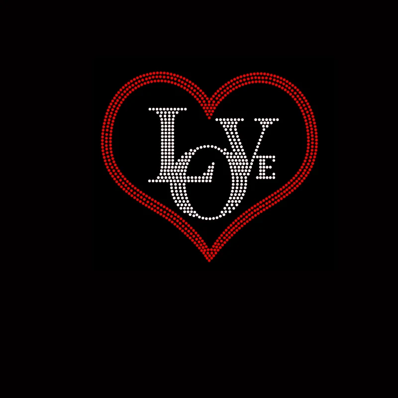 New arrival brand logo rhinestone transfer Valentine iron on motif