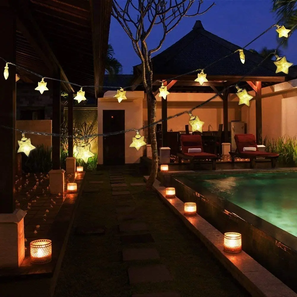 Christmas LED String Lights Battery 5M 50 LEDs Star Decorative Outdoor Wedding Garden Party Lighting