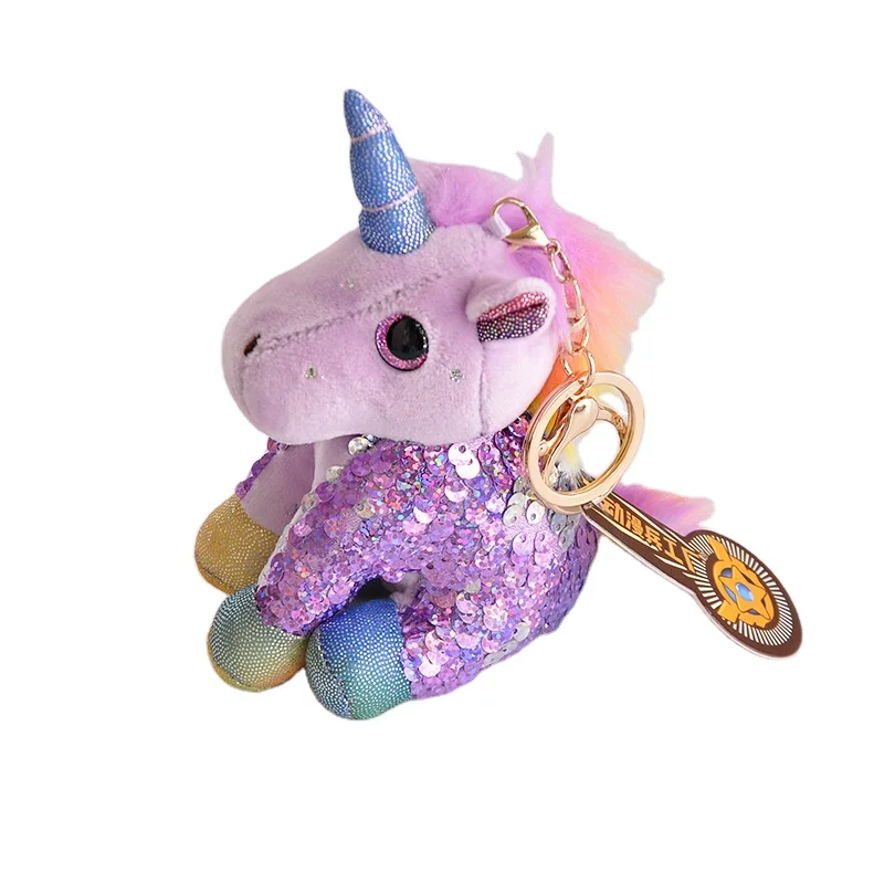 New sequins unicorn hair toy key chain backpack pendant gift doll manufacturers wholesale
