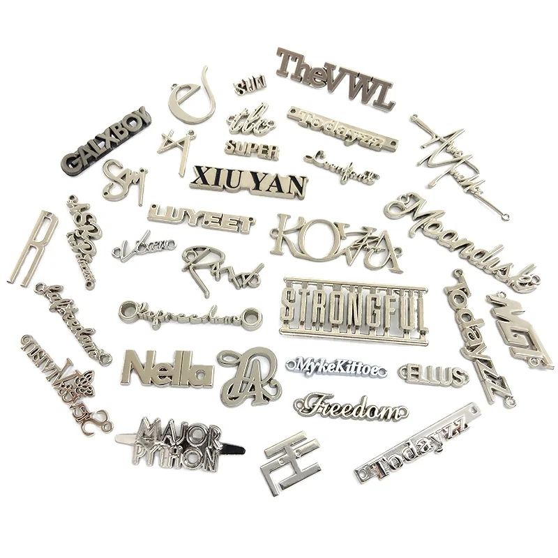 Custom Golden Plated Metal Tag Bag Accessories with Laser Engraved Logo for Garments & Shoes Square & round Metal Sewing Labels