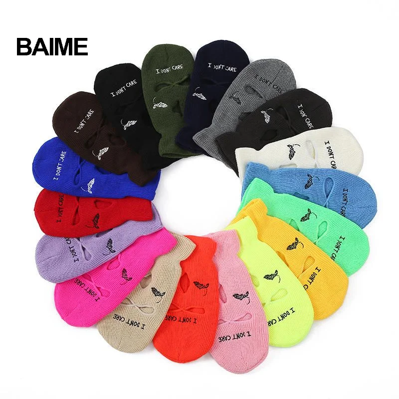 2024 Three-Hole Knitted Wool Balaclava Multicolor Full Face Winter Cover for Men Women Ski Cycling Sports Fashion Image Style