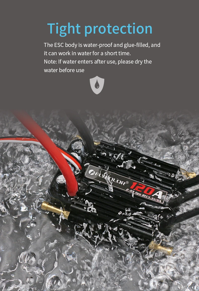 Регулятор скорости Flycolor 70a бесщеточный Esc поддержка 2-6s Bec 5 В/5 А для модели корабля лодки с дистанционным управлением