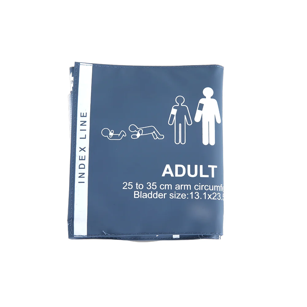 Reusable Blue PU NIBP Cuff Single Hose 25-35 cm Adult Bladder Blood Pressure Cuff for Hospital Use