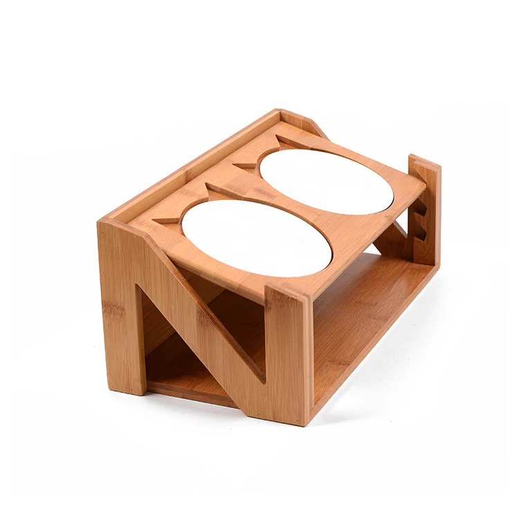 Bamboo Dining Table Oblique Stand for Cats Dogs Kitten and Puppy Pet Bowls new trend 2020