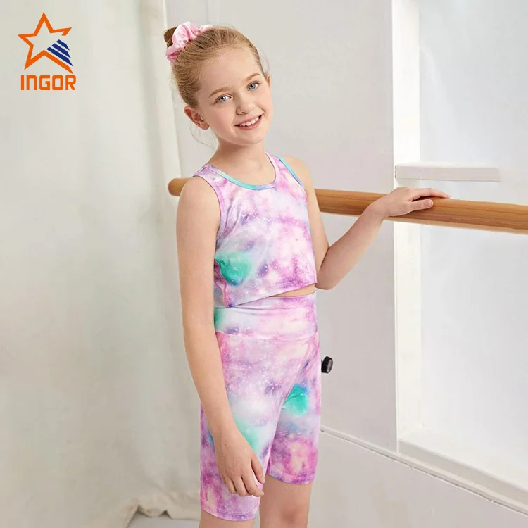 Wholesale Gym Clothing Sportswear Fitness Yoga Wear Girls Kids Activewear Set For 4-16