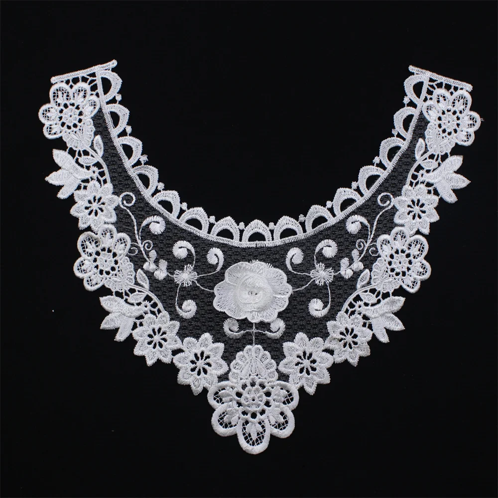 Apparel Accessory Polyester Applique Trim Neckline Neck Fabric Braid Flower Neck Collar Lace Embroidery