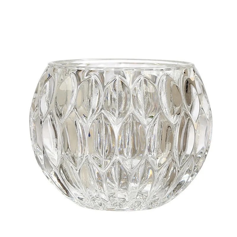DREA Clear Crystal Ball Shape Modern Decoration Bowl 8cm planter vase Glass Candle Holder for Tealight Candlestick