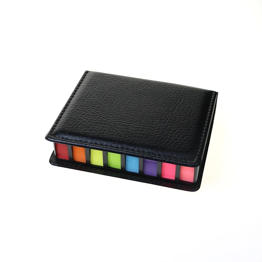 BECOL Promotional Customized Rectangular Note Pad Mini Memo Pad PU Leather Cover Sticky Notes Set with Calendar