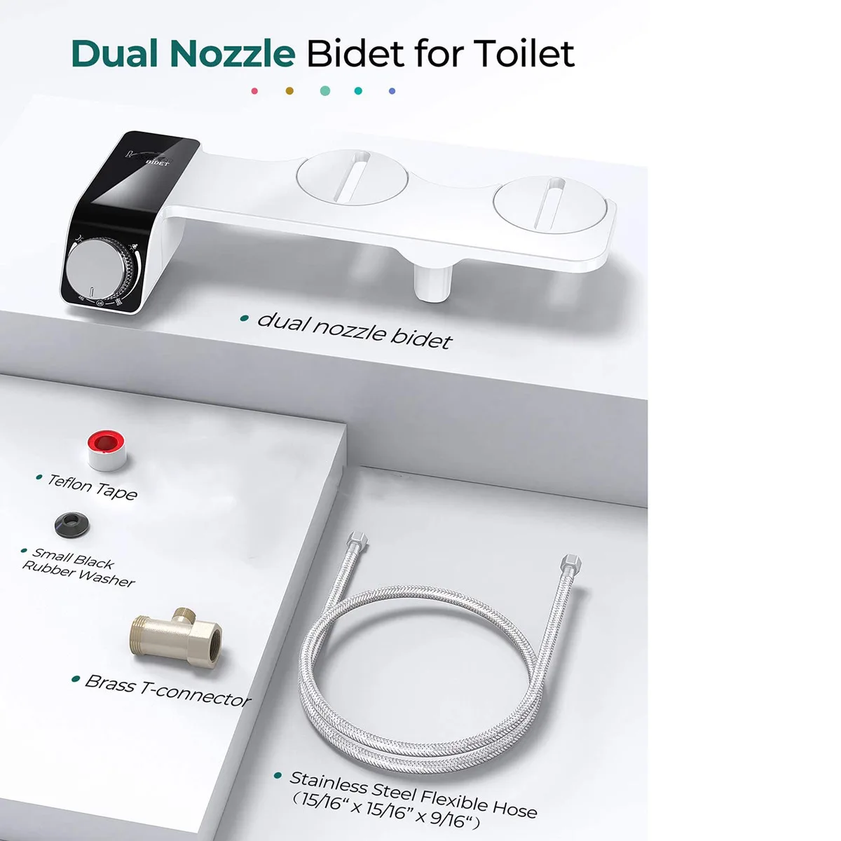 Self-Cleaning and Retractable Nozzle, Fresh Water Spray Non-Electric Mechanical Toilet bidet Seat Attachment