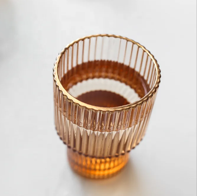 
Creative champagne vertical striped wine glass home high and low cup 