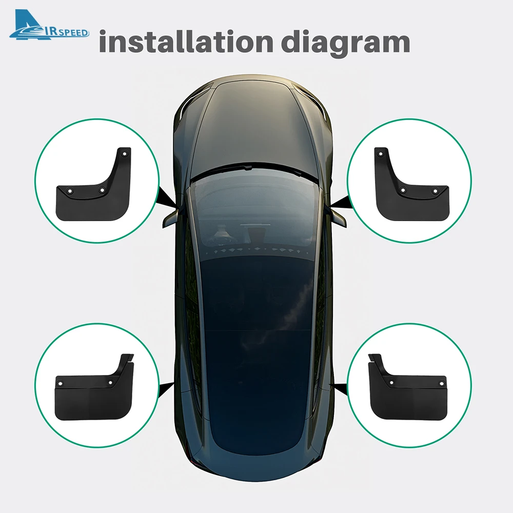 TPE front and rear mudguards, replacement mudguards for Tesla Model 3 2024 Highland, 4 pcs, Original