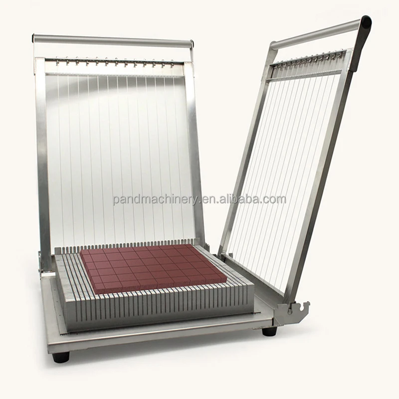 Square grid cake tofu cheese candy chocolate bar wire cutter
